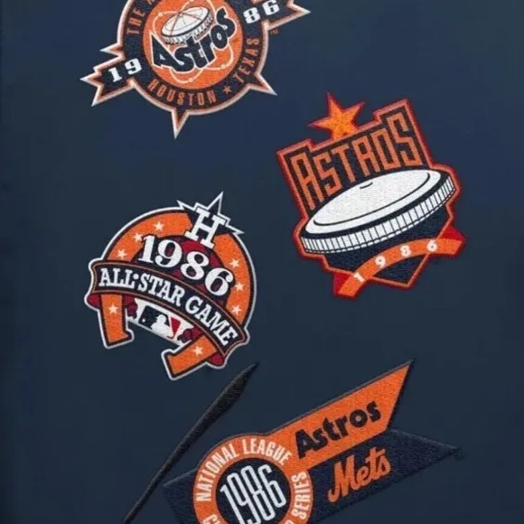 Starter Navy Houston Astros Satin Full-Snap Varsity Jacket Mens Size XL New - Picture 2 of 5